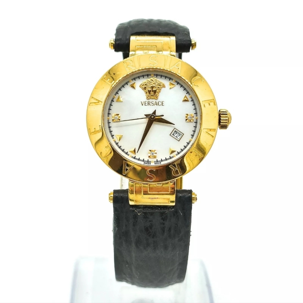 Versace Watch 3P Diamond White Shell Dial 18K Gold Plated Limited